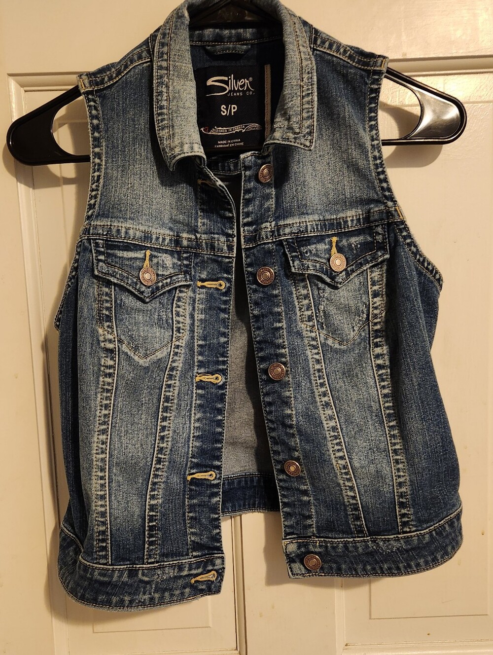 Silver Jeans Co. Sleeveless Denim Vest - Blue, Size S